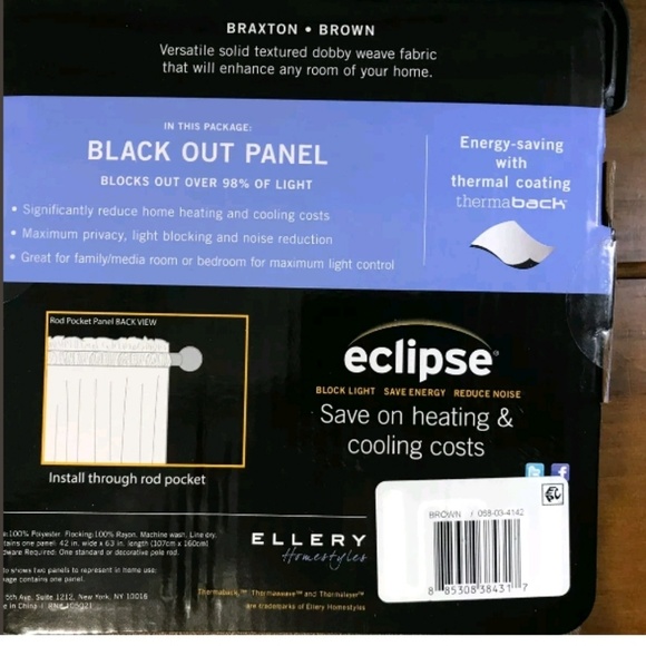 Braxton Thermaback Blackout Curtain Panel - Picture 3 of 3